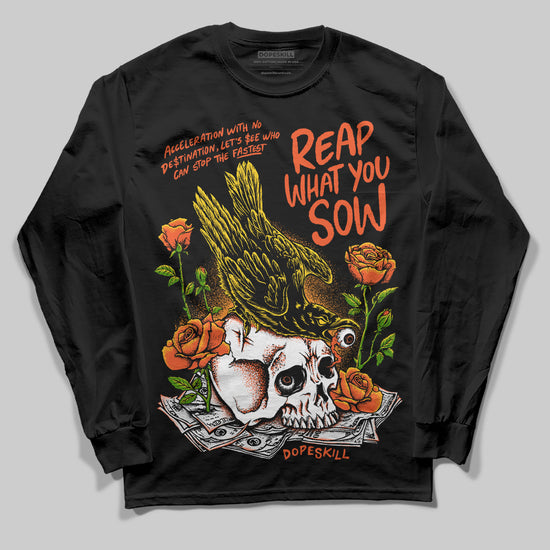 MSCHF Super Normal 2 Orange Milk DopeSkill Long Sleeve T-Shirt Reap What You Sow Graphic Streetwear - Black