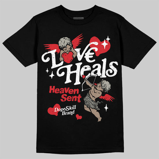 Jordan 3 Retro Fire Red DopeSkill T-Shirt New Love Heals Graphic Streetwear - Black