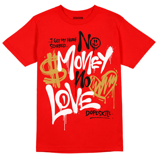 Red Sneakers DopeSkill Red T-Shirt No Money No Love Typo Graphic Streetwear