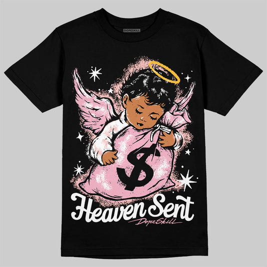 AMIRI White & Pink Stars Court Sneakers DopeSkill T-Shirt Heaven Sent Graphic Streetwear - Black