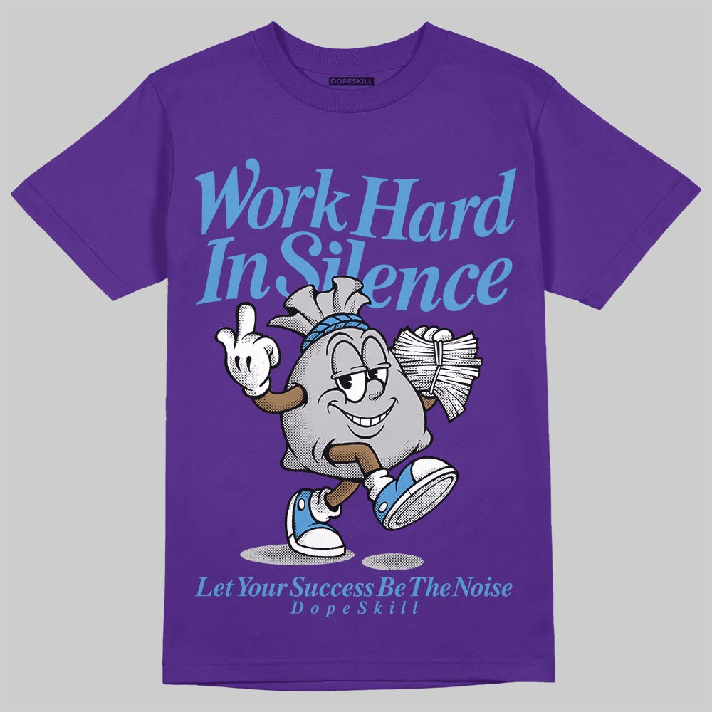 PURPLE Sneakers DopeSkill T-Shirt Work Hard In Silence Graphic Streetwear - Purple