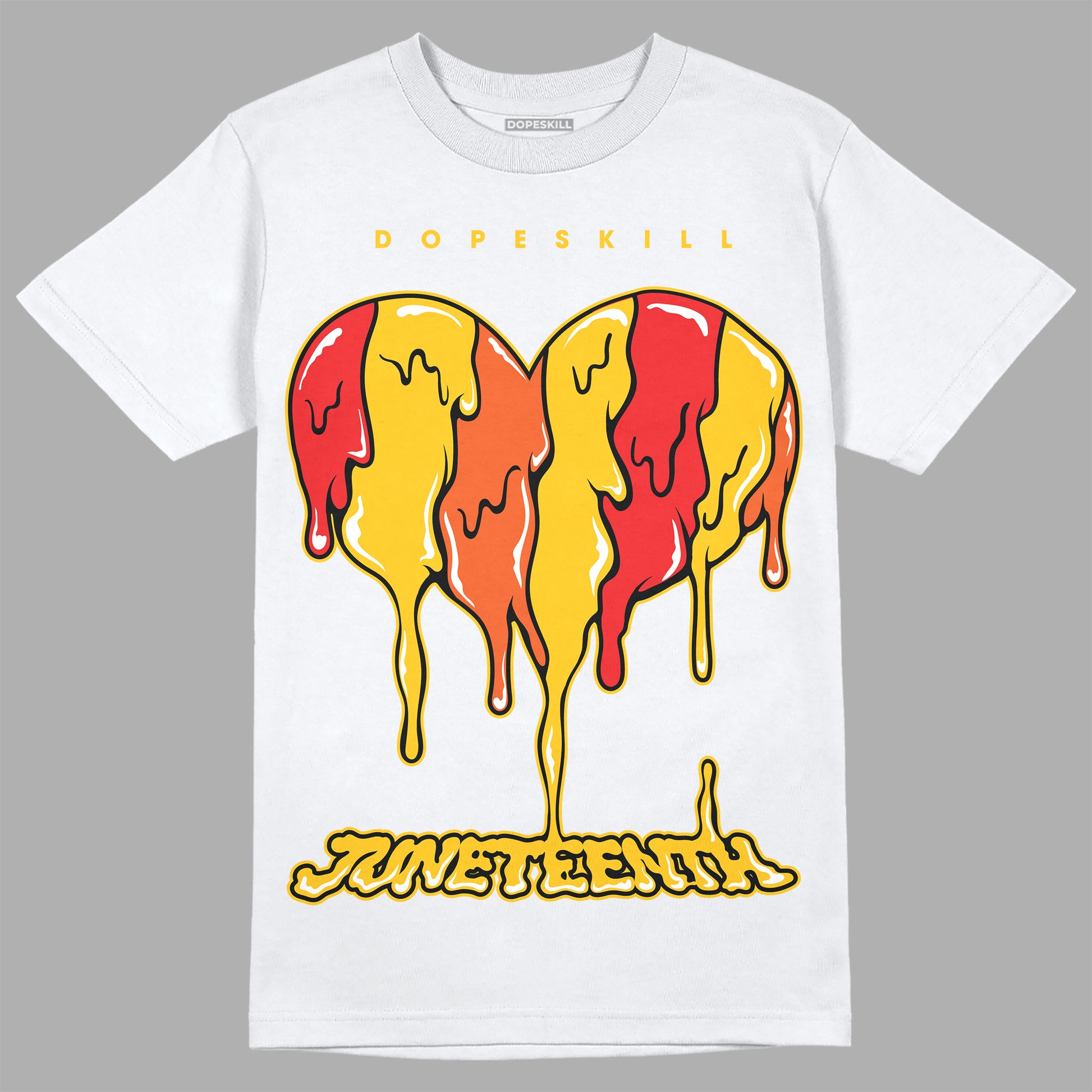 Yellow Sneakers DopeSkill T-Shirt Juneteenth Heart Graphic Streetwear - White