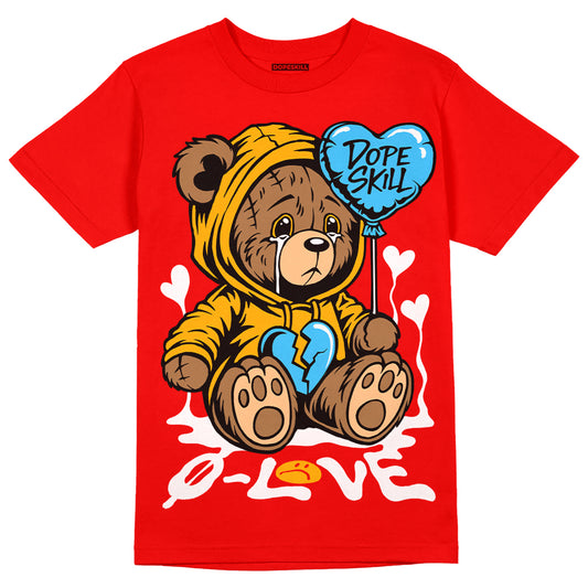 Red Sneakers DopeSkill Red T-Shirt Broken Bear Graphic Streetwear