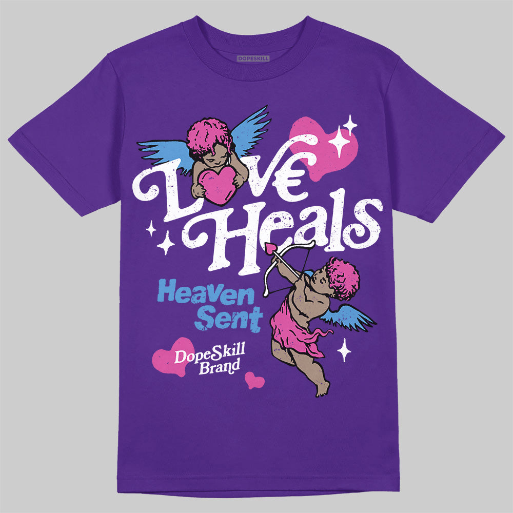 PURPLE Sneakers DopeSkill T-Shirt New Love Heals Graphic Streetwear - Purple