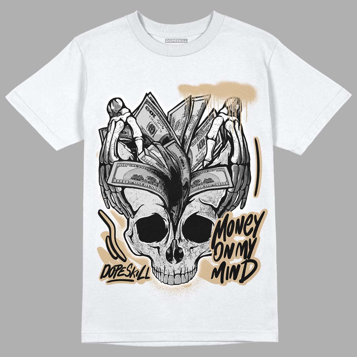 TAN Sneakers DopeSkill T-Shirt MOMM Skull Graphic Streetwear - White