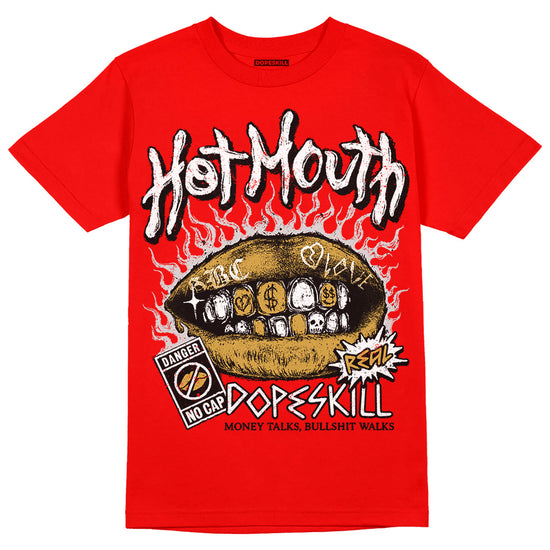 Red Sneakers DopeSkill Red T-Shirt Hot Mouth Graphic Streetwear