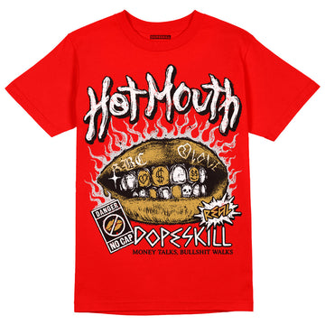 Red Sneakers DopeSkill Red T-Shirt Hot Mouth Graphic Streetwear