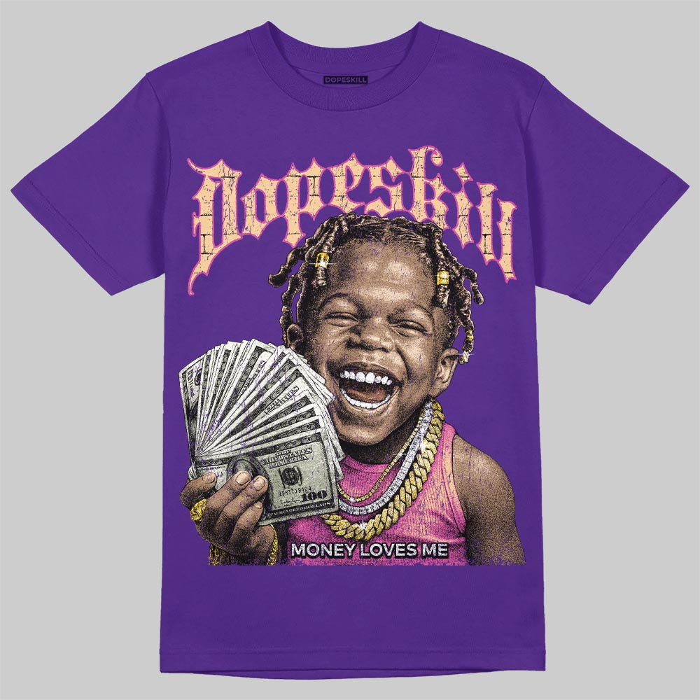 PURPLE Sneakers DopeSkill T-Shirt Money Loves Me Graphic Streetwear - Purple