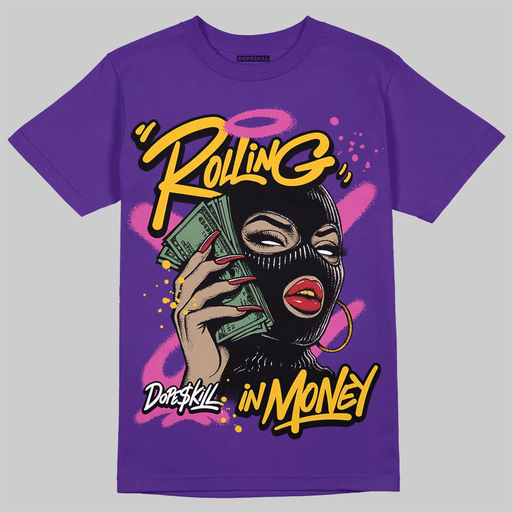 PURPLE Sneakers DopeSkill T-Shirt Rolling in Money Graphic Streetwear - Purple
