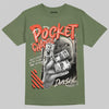 Jordan 3 “Medium Olive” aka “Family Affair” DopeSkill T-Shirt Pocket Change Graphic Streetwear - Military Green