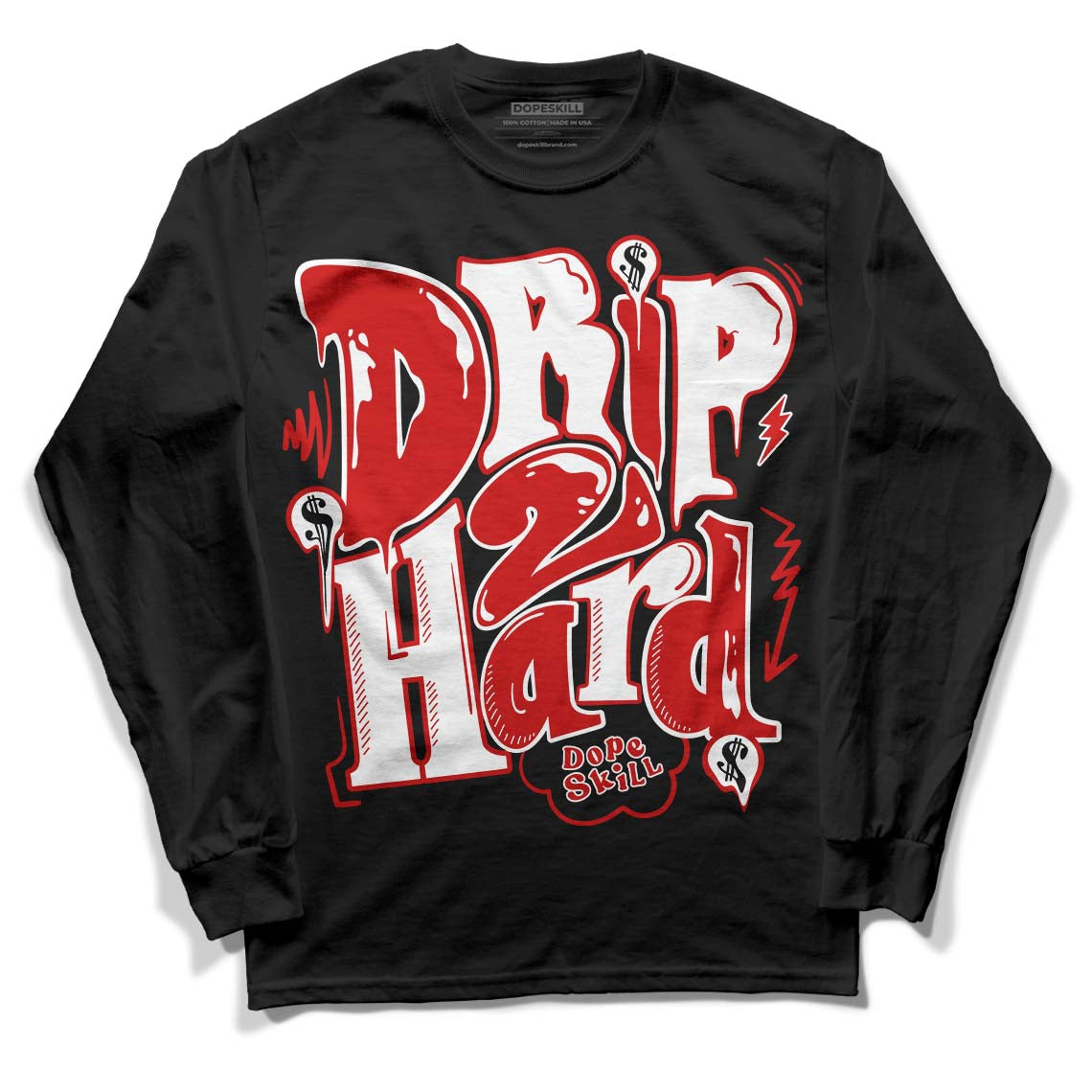 Jordan 1 Retro Low "Black Toe" DopeSkill Long Sleeve T-Shirt Drip Too Hard Graphic Streetwear - Black