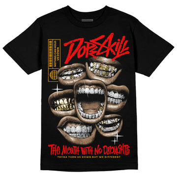 Red Sneakers DopeSkill T-Shirt The Mouth With No Droughts Graphic Streetwear - Black