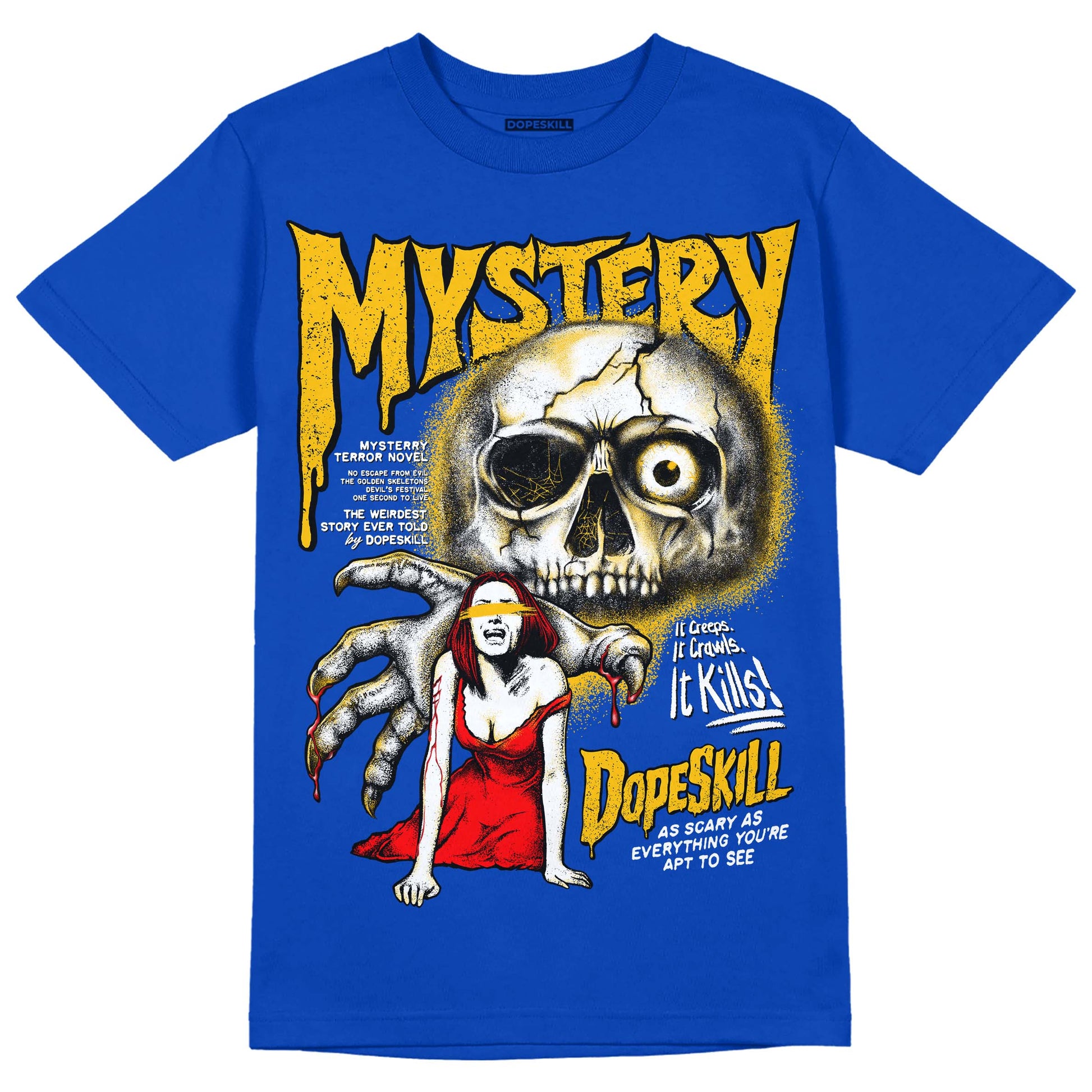 Royal Blue Sneakers DopeSkill Royal Blue T-shirt Mystery Ghostly Grasp Graphic Streetwear