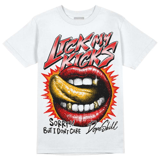 Red Sneakers DopeSkill T-Shirt Lick My Kicks Graphic Streetwear - White 