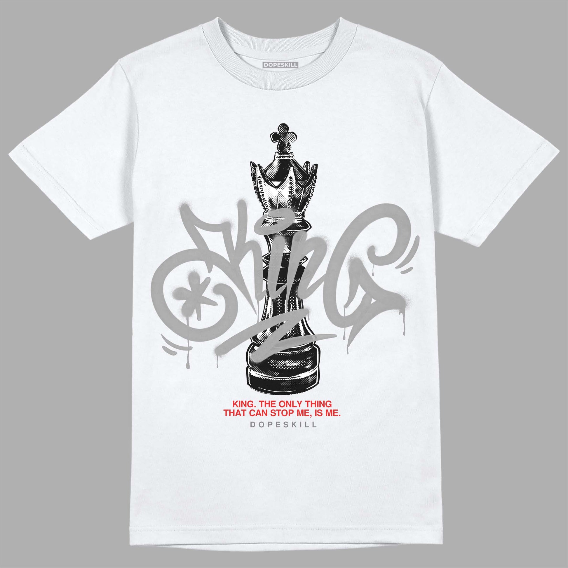 Grey Sneakers DopeSkill T-Shirt King Chess Graphic Streetwear - White