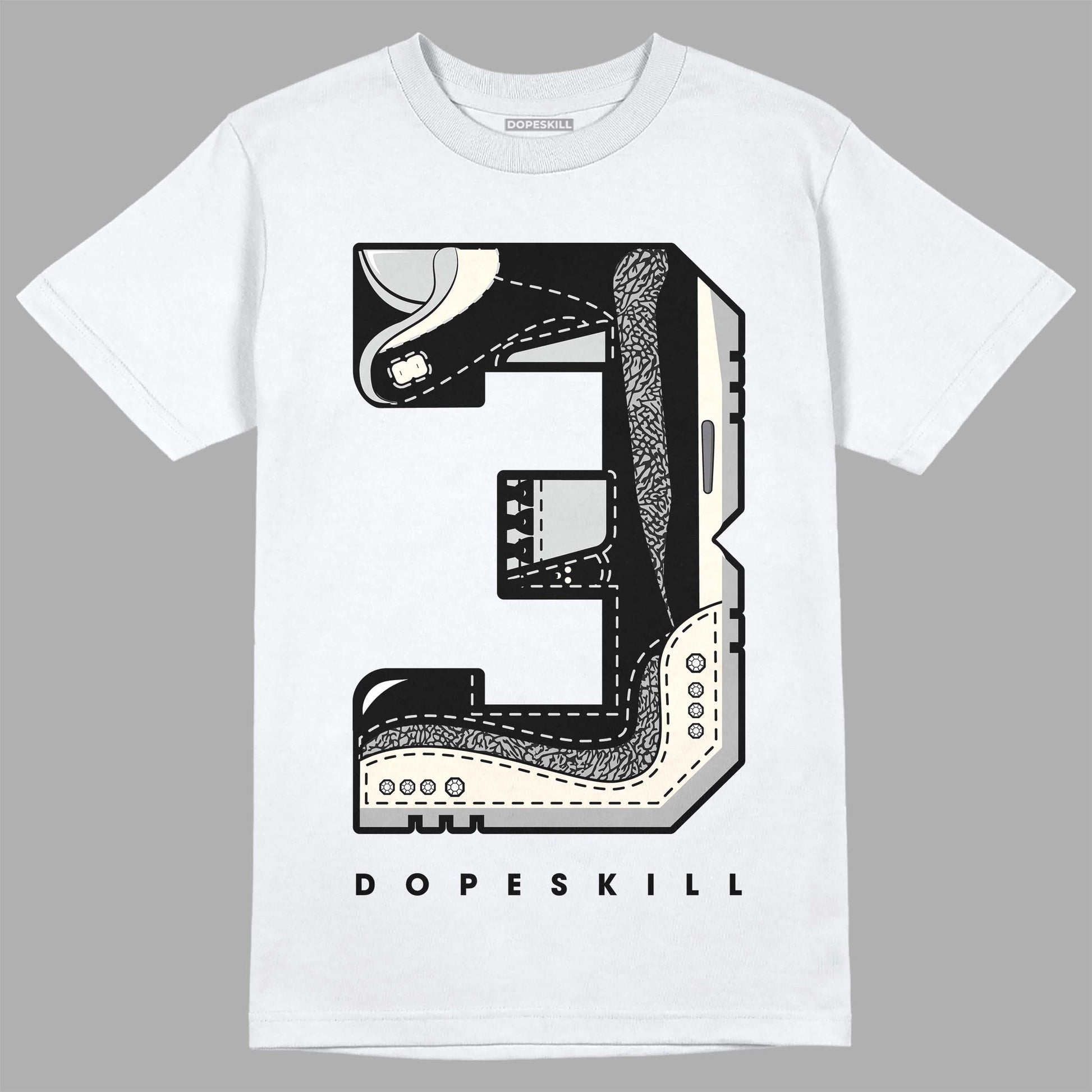 Jordan 3 “Off Noir” DopeSkill T-Shirt No.3 Graphic Streetwear - White