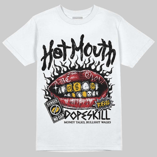 Jordan 3 Retro Black Cat DopeSkill T-Shirt Hot Mouth Graphic Streetwear - White 