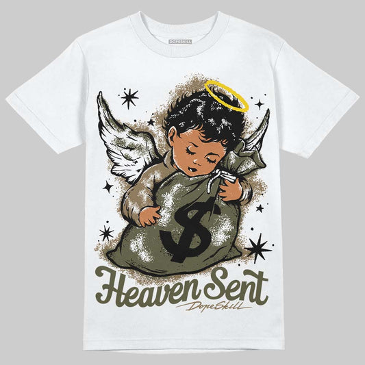 Adidas Samba OG Focus Olive Gum DopeSkill T-Shirt Heaven Sent Graphic Streetwear - White