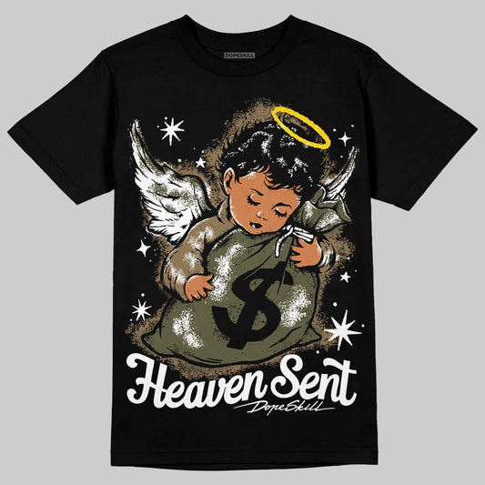 Adidas Samba OG Focus Olive Gum DopeSkill T-Shirt Heaven Sent Graphic Streetwear - Black