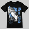 Jordan 5 Black University Blue DopeSkill T-Shirt Trust God Graphic Streetwear - Black