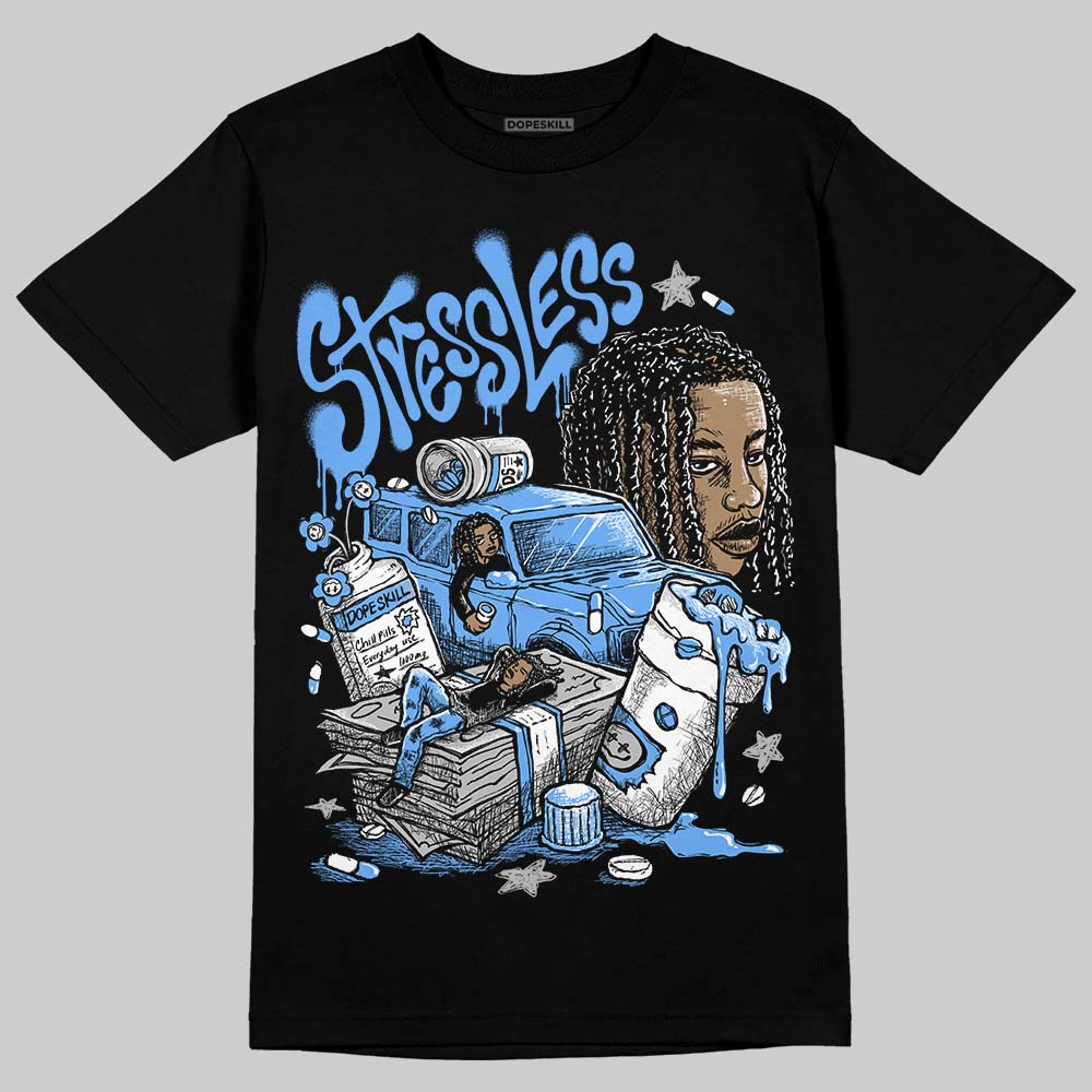 Jordan 5 Black University Blue DopeSkill T-Shirt Stressless Graphic Streetwear - Black
