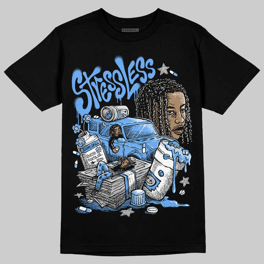 Jordan 5 Black University Blue DopeSkill T-Shirt Stressless Graphic Streetwear - Black