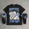 Black University Blue 5s DopeSkill T-Shirt Sorry I've Been Trappin Graphic
