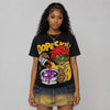 Black Tour Yellow AJ 4 Thunder DopeSkill Oversize Print T-Shirt Pour Up Graphic