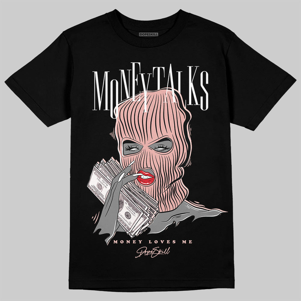 Lanvin Leather Curb Glitter Pale Pink DopeSkill T-Shirt Money Talks Graphic Streetwear  - Black