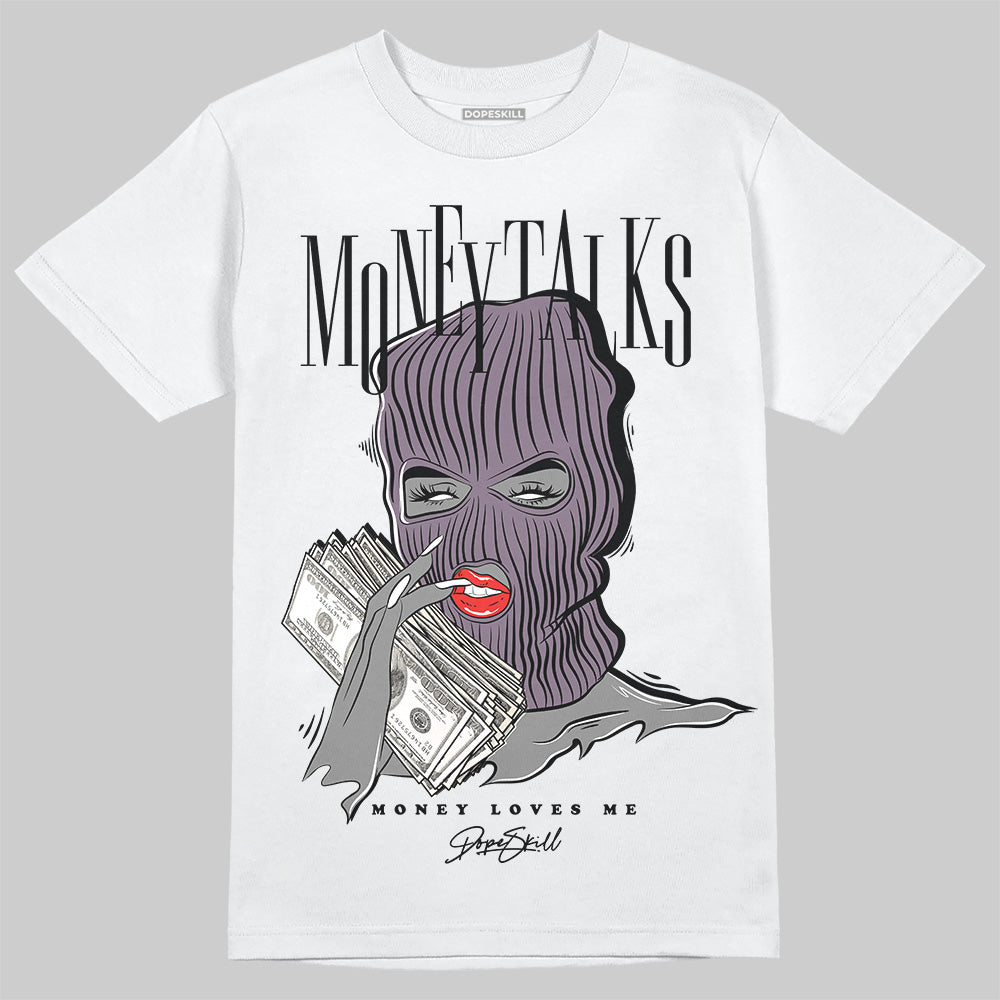 A Ma Maniére x Air Jordan 3 Black Violet Ore DopeSkill T-Shirt Money Talks Graphic Streetwear - White 