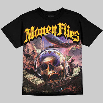 Jordan 4 Thunder DopeSkill Oversize Print T-Shirt Money Flies Graphic Streetwear - Black