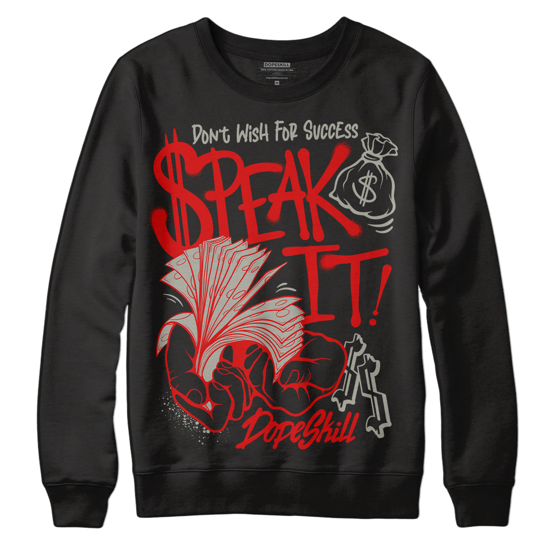 Jordan 3 Fire Red DopeSkill Sweatshirt Speak It Graphic Streetwear - Black