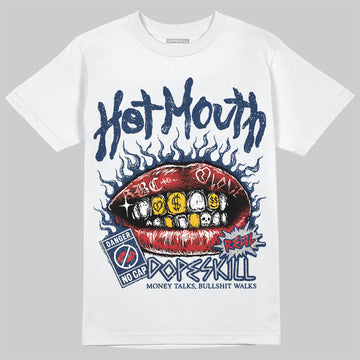 Jordan 4 SB “Summit White/Navy” DopeSkill T-Shirt Hot Mouth Graphic Streetwear - White