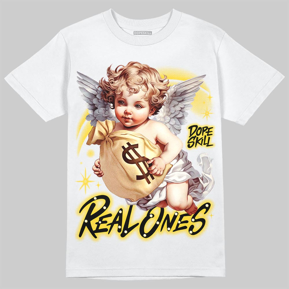 Jordan 4 Thunder DopeSkill T-Shirt Real Ones Angel Graphic Streetwear - White