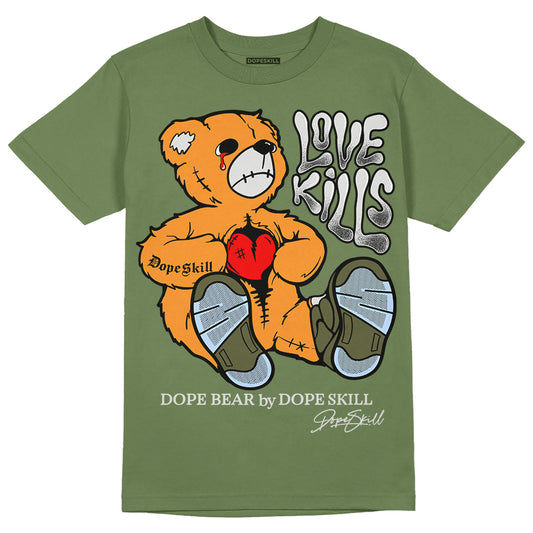 Jordan 5 "Olive" DopeSkill Olive T-shirt Love Kills Graphic Streetwear