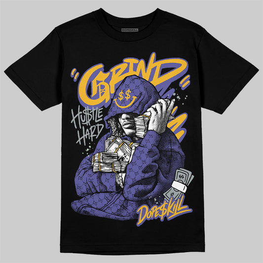 Jordan 4 Retro Lakers DopeSkill T-Shirt Grind Pray Graphic Streetwear - Black