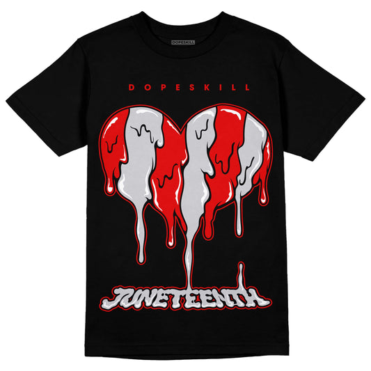 Jordan 2 Retro "Black Cement" DopeSkill T-Shirt Juneteenth Heart Graphic Streetwear - Black