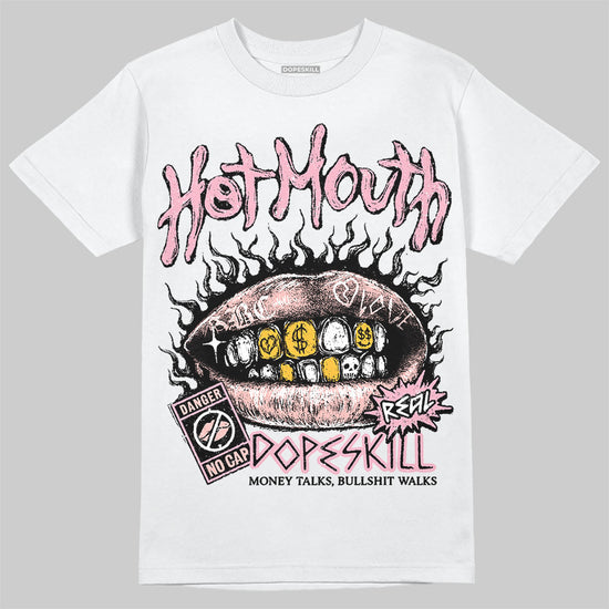 AMIRI White & Pink Stars Court Sneakers DopeSkill T-Shirt Hot Mouth Graphic Streetwear - White