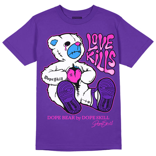 Dunk Low Championship Court Purple DopeSkill Purple T-shirt Love Kills Graphic Streetwear