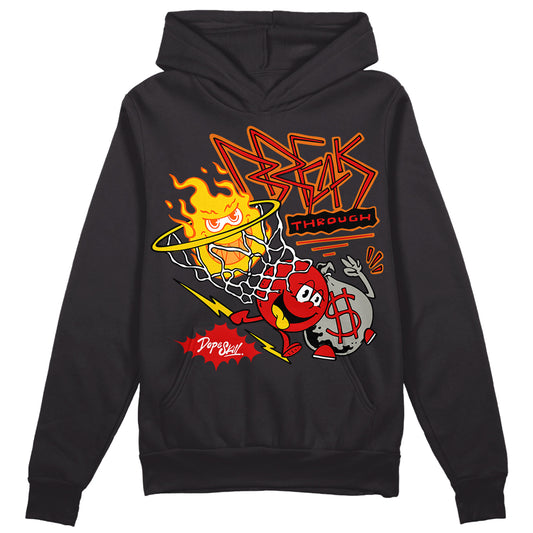 Jordan 3 “Fire Red” DopeSkill Hoodie Sweatshirt Break Through Graphic Streetwear - Black