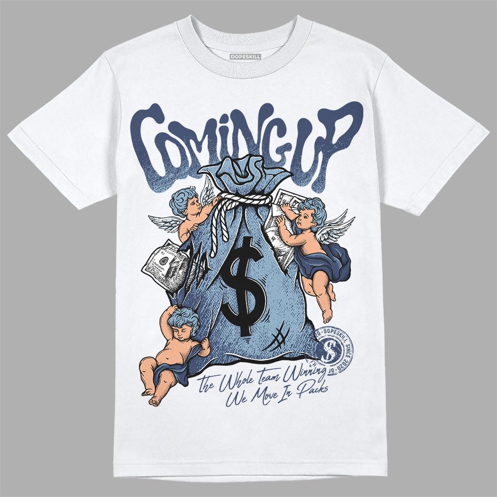 Jordan 1 Mid Diffused Blue DopeSkill T-Shirt Money Bag Coming Up Graphic Streetwear - White 