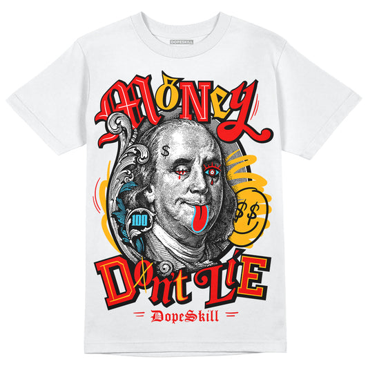 Red Sneakers DopeSkill T-Shirt Money Don't Lie Graphic Streetwear - White