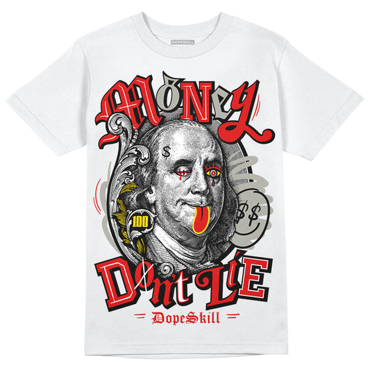 Jordan 3 Retro Fire Red DopeSkill T-Shirt Money Don't Lie Graphic Streetwear - White