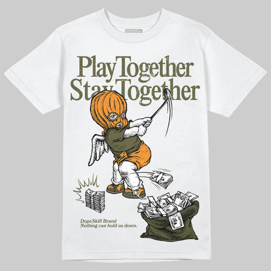 Jordan 5 "Olive" DopeSkill T-Shirt Play together, Stay together Graphic Streetwear - White