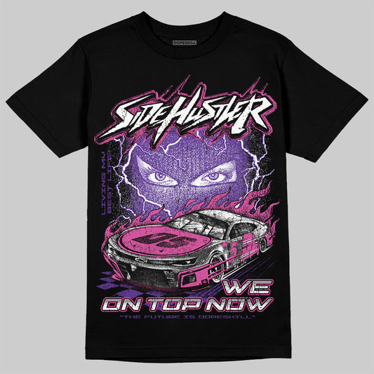 PURPLE Sneakers DopeSkill T-Shirt New Side Hustler Graphic Streetwear - Black
