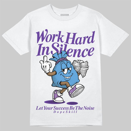PURPLE Sneakers DopeSkill T-Shirt Work Hard In Silence Graphic Streetwear - White