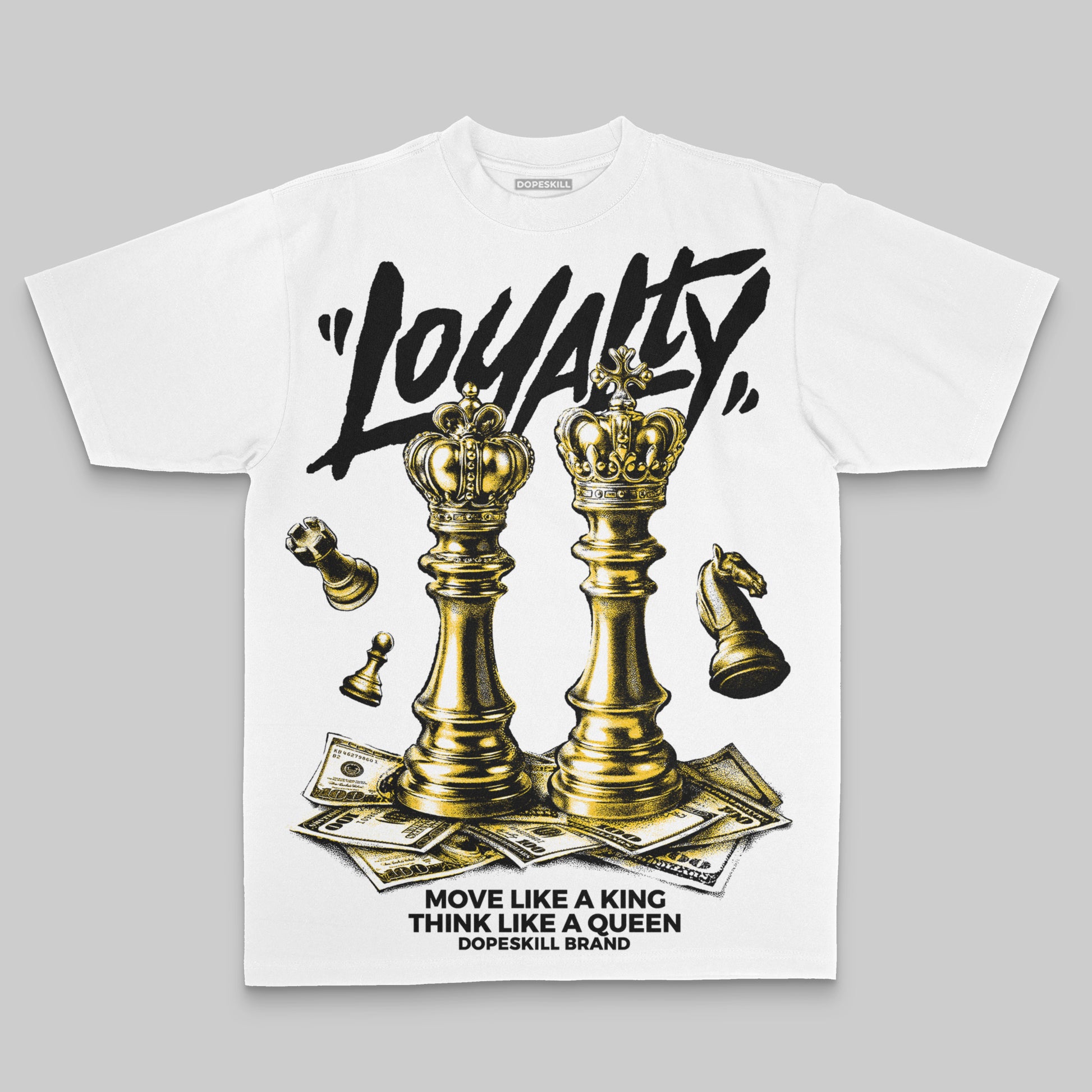 Yellow Sneakers Oversize Print 'Loyalty' DopeSkill Graphic T-shirt Streetwear - White