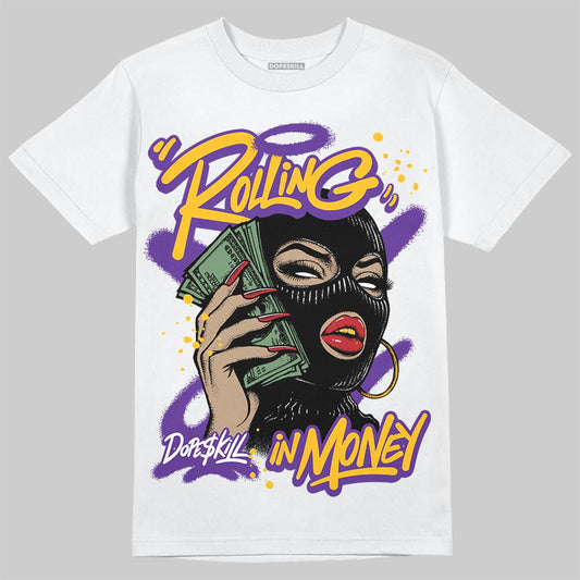 PURPLE Sneakers DopeSkill T-Shirt Rolling in Money Graphic Streetwear - White