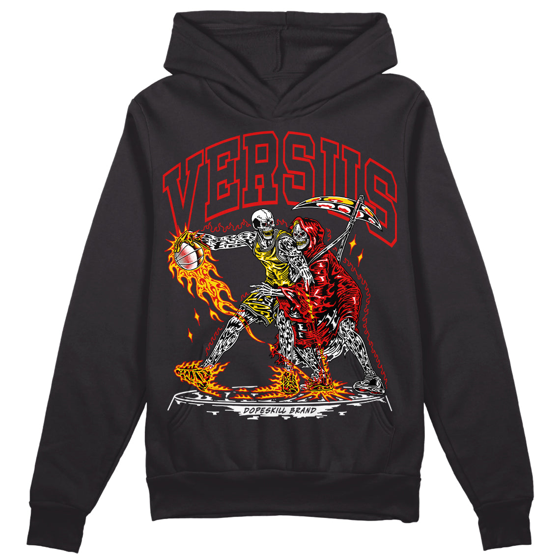 Jordan 3 “Fire Red” DopeSkill Hoodie Sweatshirt VERSUS Graphic Streetwear - Black