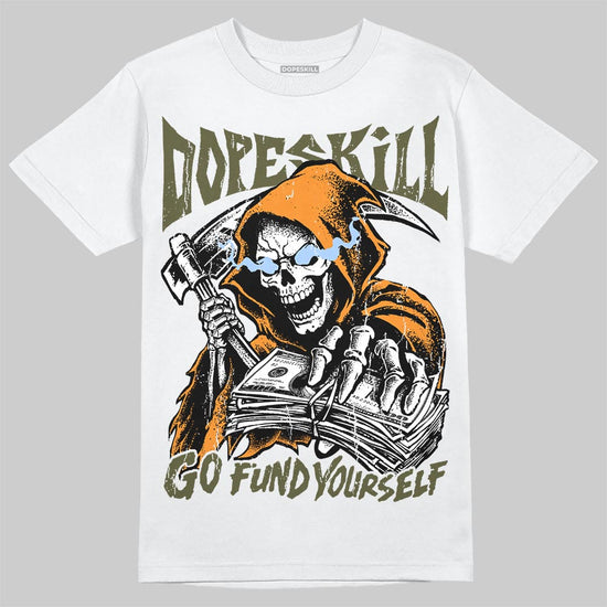 Jordan 5 Olive DopeSkill T-Shirt Go Fund Your Self Graphic Streetwear - White 